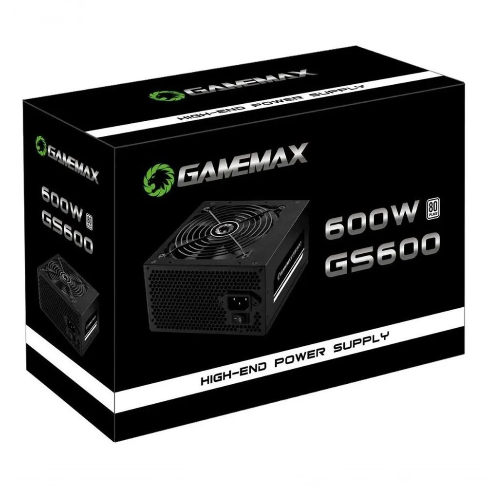 Fonte Gamemax GS600, 600W, 80 Plus White, PFC Ativo, Com Cabo, Preto - GS600 — foto 3