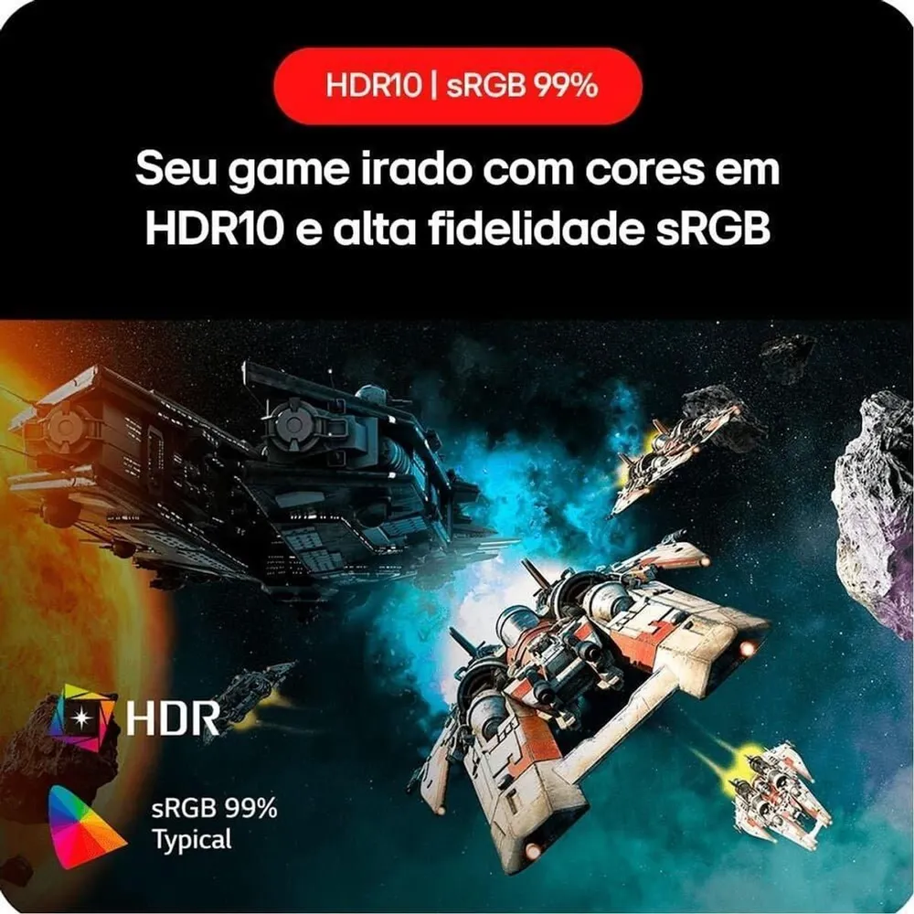 Monitor Gamer LG UltraGear 27", FHD, 180Hz, 1ms, IPS, DP e HDMI, HDR10, FreeSync, G-Sync - 27GS60F-B — foto 2