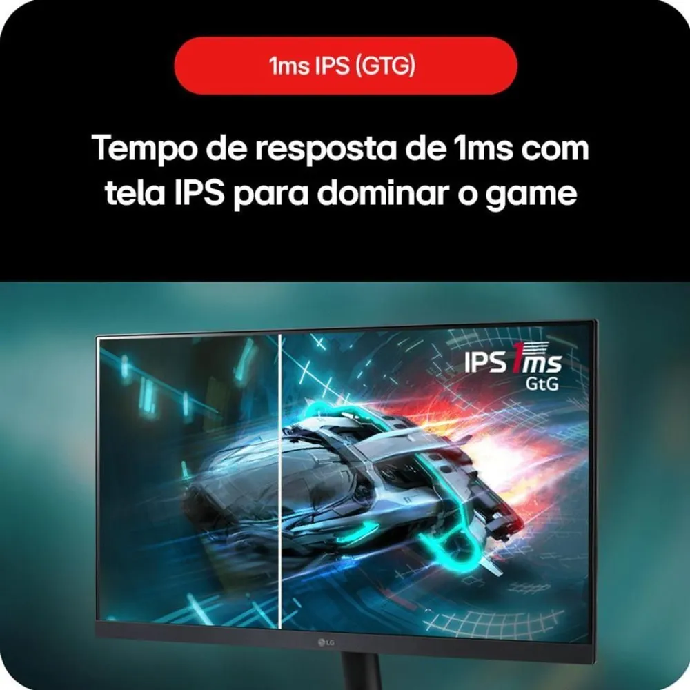 Monitor Gamer LG UltraGear 27", FHD, 180Hz, 1ms, IPS, DP e HDMI, HDR10, FreeSync, G-Sync - 27GS60F-B — foto 3
