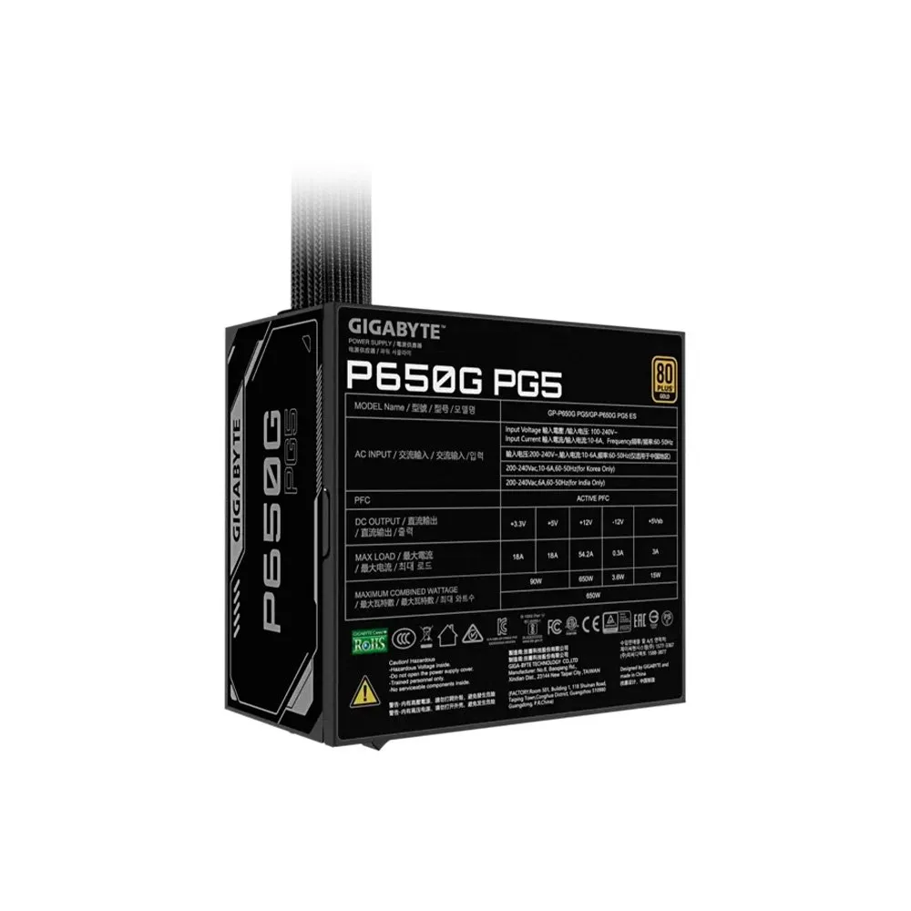 Fonte Gigabyte P650G PG5, 650W, 80 PLUS Gold, PFC Ativo, Preto - 28200-P65G5-1CBRR — foto 4