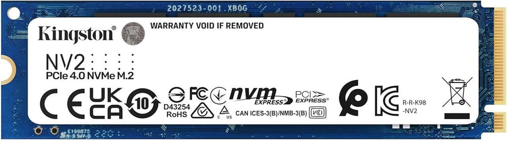 SSD Kingston NV2, 500GB, M.2 2280, NVMe PCIe 4.0 x4, Leitura: 3.500MB/s, Gravação: 2.100MB/s - SNV2S/500G
