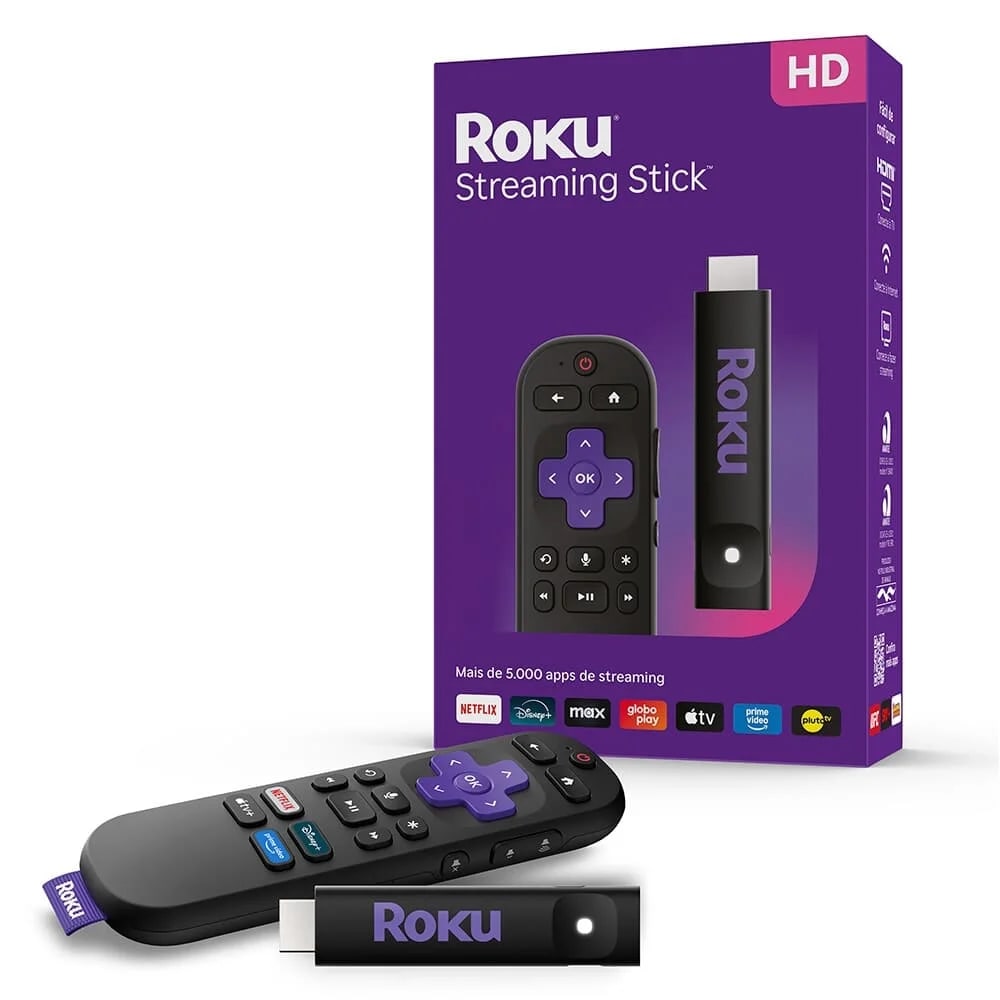 Roku Express - Dispositivo de Streaming Full HD com Controle Remoto e Comandos para Apps