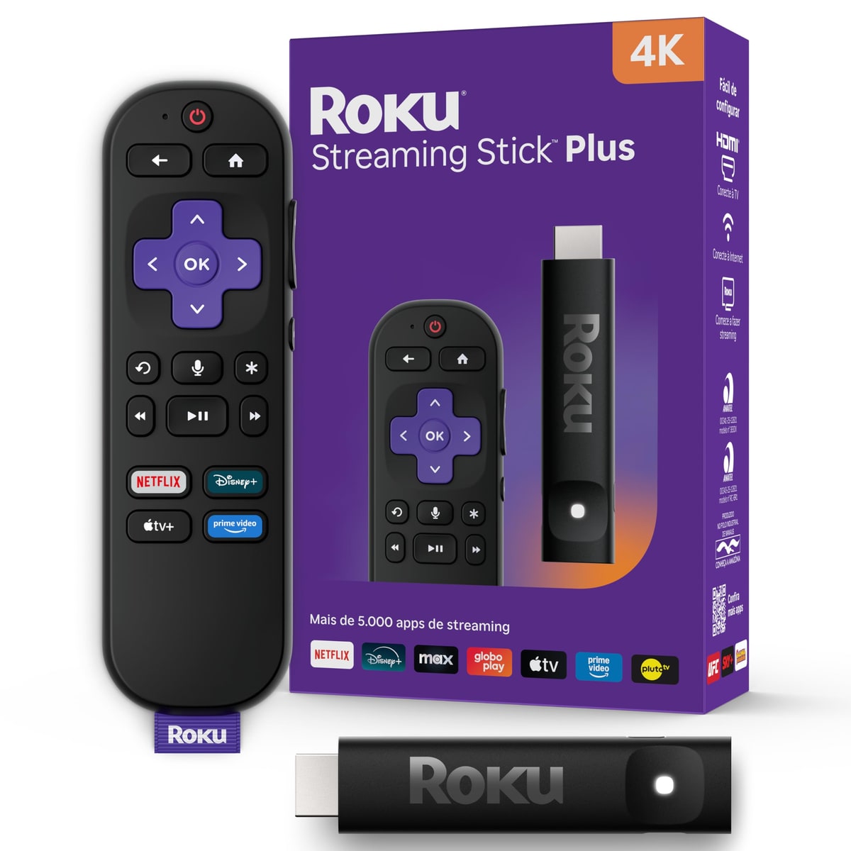 Roku Express 4K - Dispositivo de Streaming Ultra HD 4K com HDR e Controle Remoto