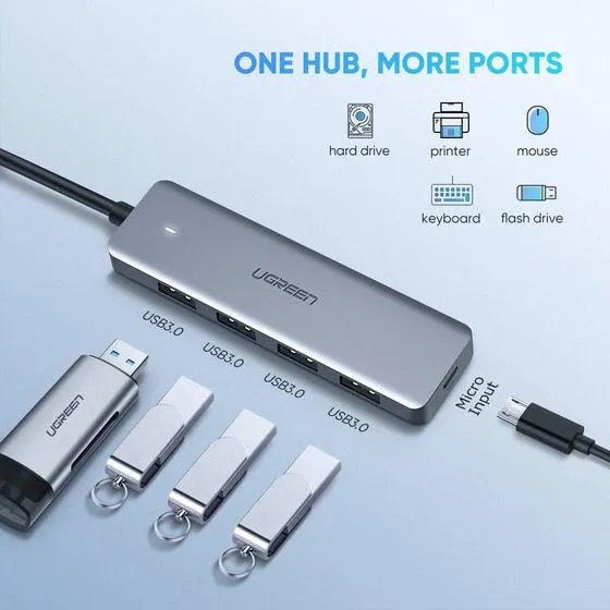 Hub USB Ugreen 4 Portas USB 3.0 até 5 Gbps — foto 4