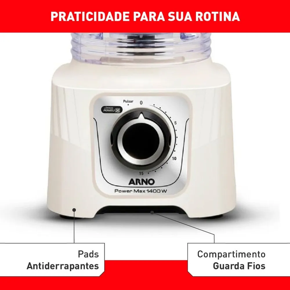 Liquidificador Arno Power Max 1400W 15 Velocidades 3,1L LN64 220V — foto 4