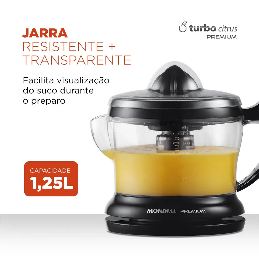 Espremedor de Frutas Elétrico Mondial Turbo Citrus Premium 1,25L 30W E-02 220V — foto 3