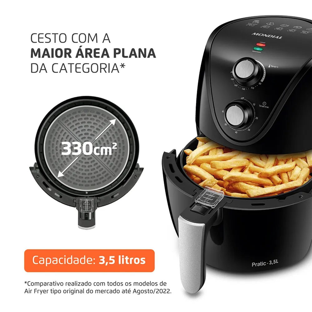 Fritadeira Elétrica Sem Óleo Air Fryer Mondial New Pratic AF-31 3,5L 127V — foto 4