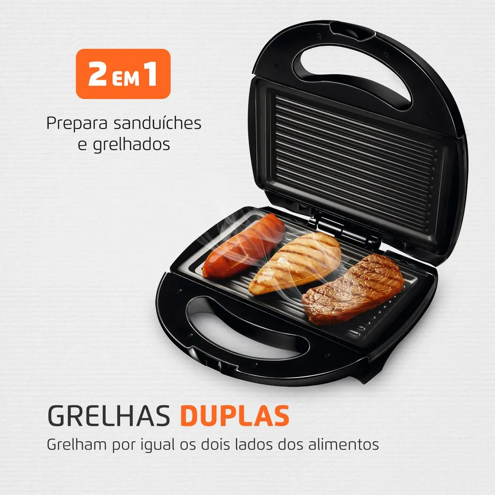 Grill e Sanduicheira Mondial Fast Grill & Sandwich S-12 750W 127V — foto 2