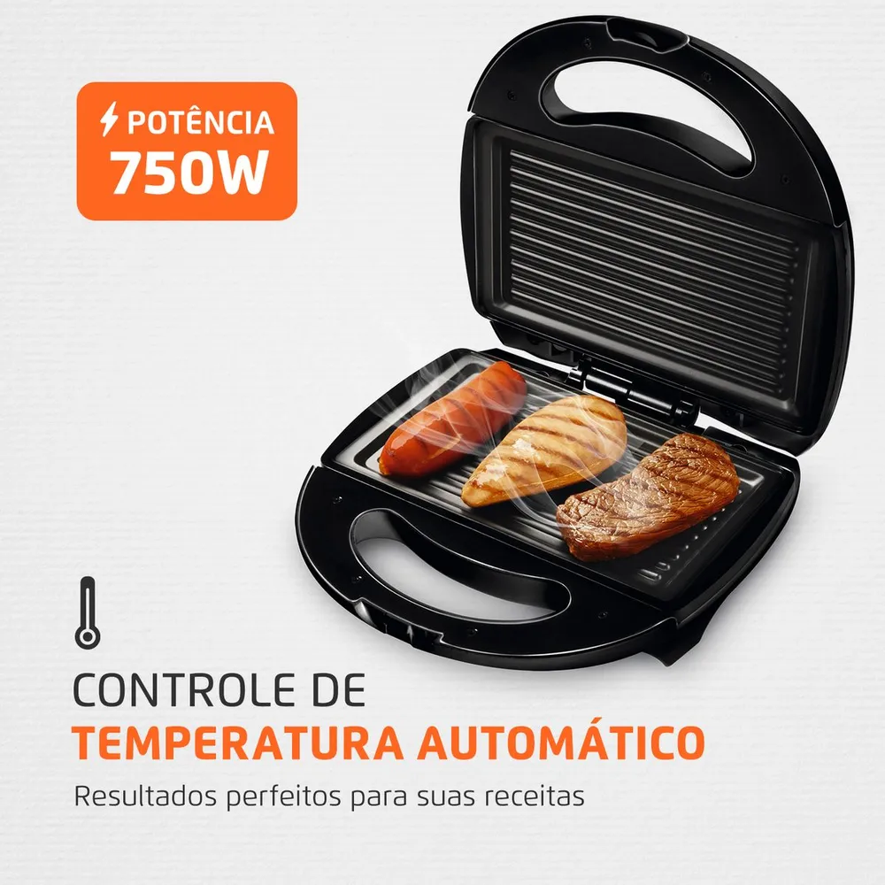 Grill e Sanduicheira Mondial Fast Grill & Sandwich S-12 750W 127V — foto 3