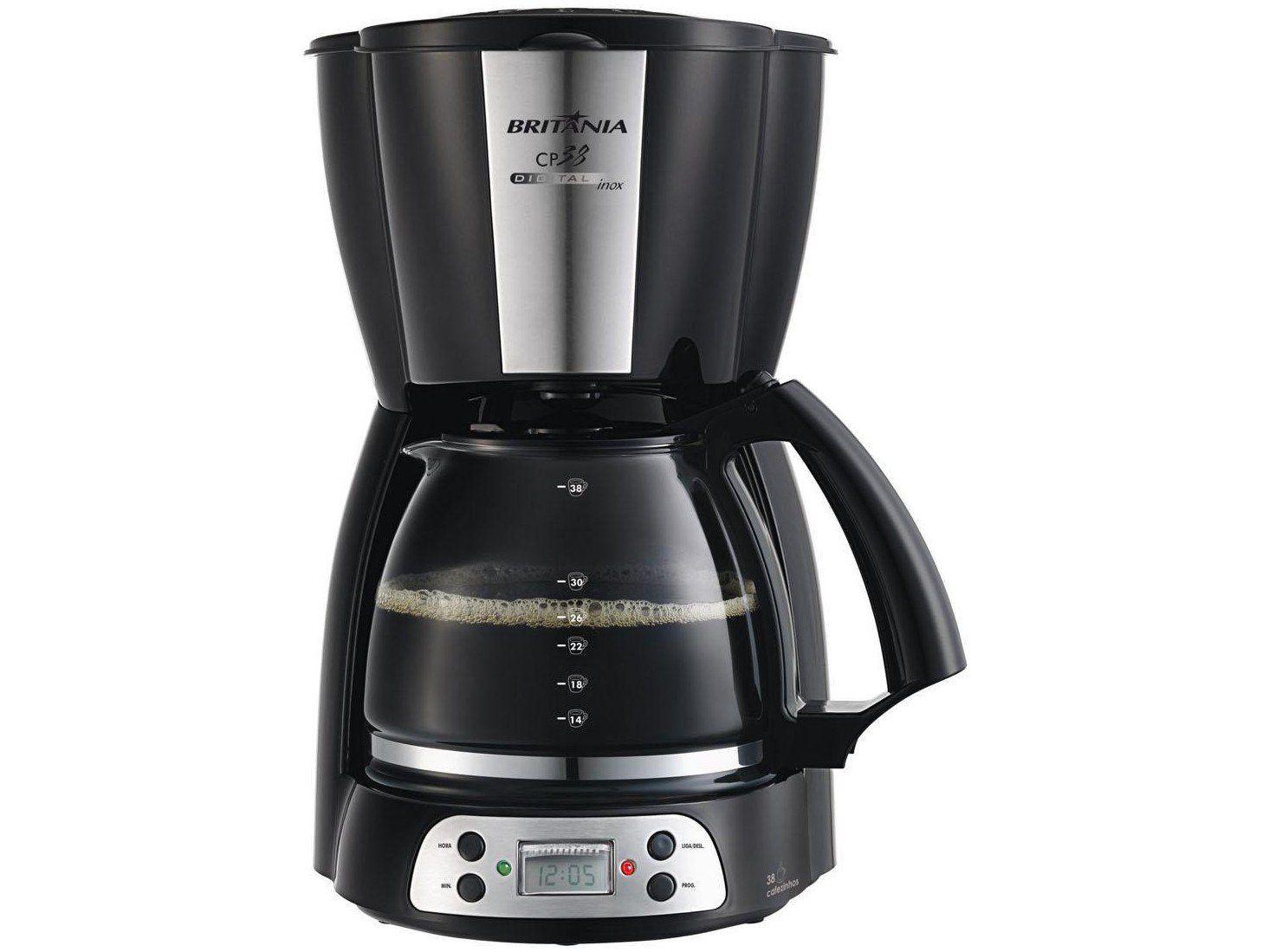 Cafeteira Elétrica Britânia CP38 Digital 38 Xícaras 800W Jarra de Inox Preto/Inox 127V