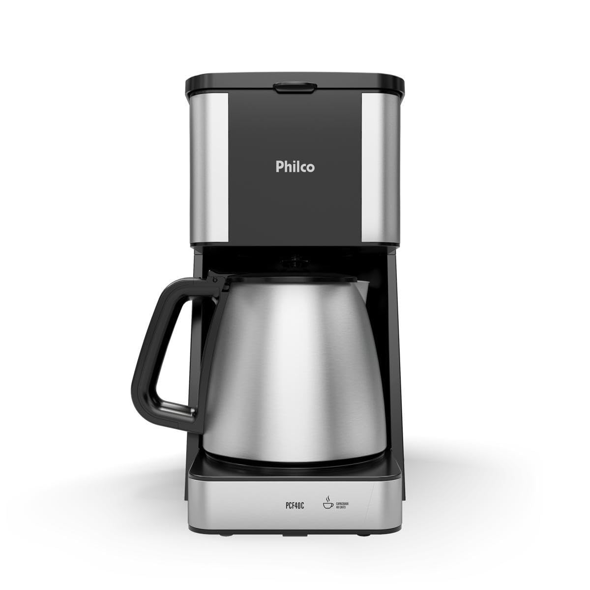 Cafeteira Elétrica Philco PCF40C 40 Cafezinhos 1,6L 950W Jarra em Alumínio/Inox Preto 220V