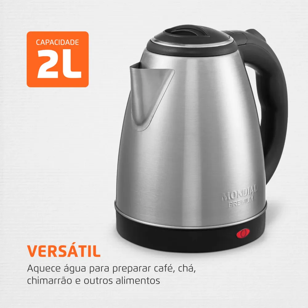 Chaleira Elétrica Mondial Pratic CE-06 2L 1200W Inox 127V — foto 4