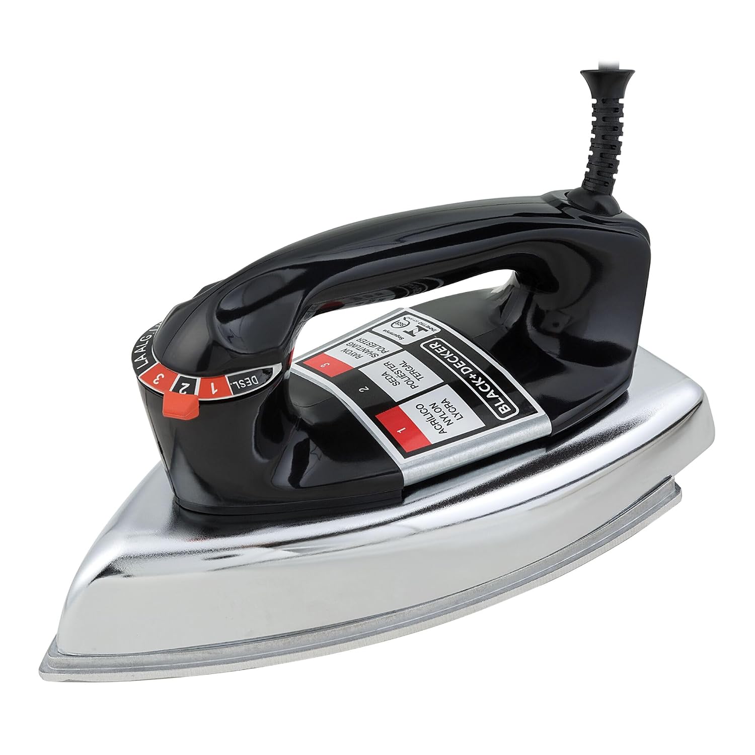 Ferro de Passar Roupa a Seco Black+Decker Base de Alumínio 1100W 7 Níveis de Temperatura 110V