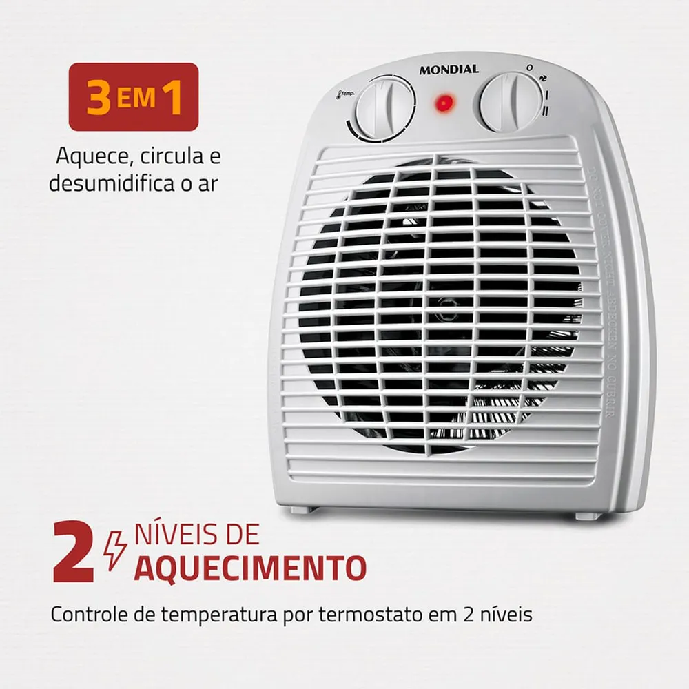 Aquecedor de Ar Elétrico Mondial A-08 Termoventilador 2 Níveis 127V — foto 2