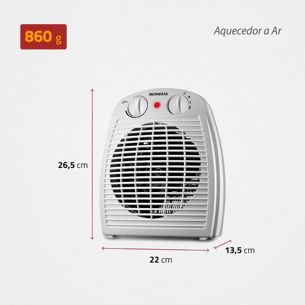 Aquecedor de Ar Elétrico Mondial A-08 Termoventilador 2 Níveis 127V — foto 4