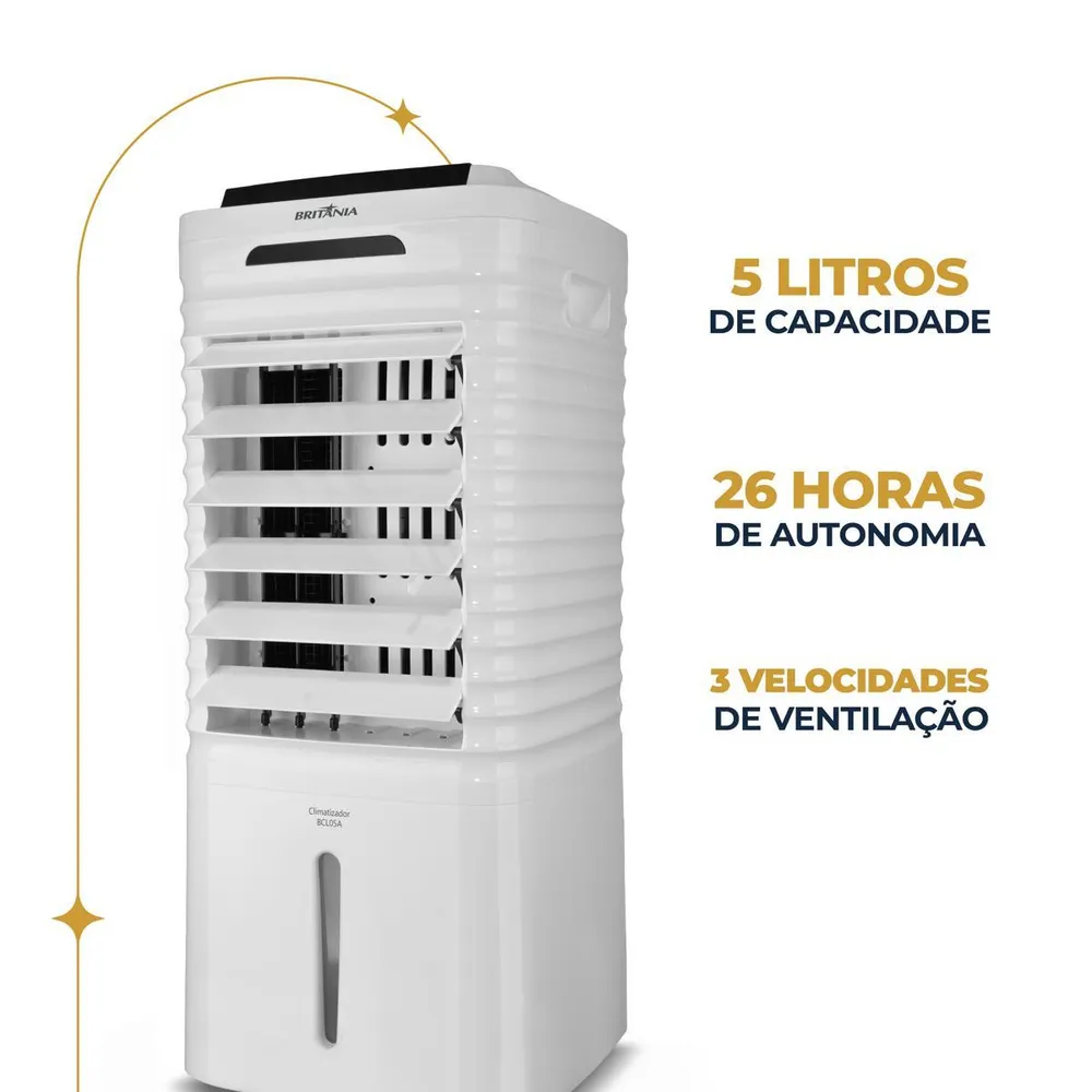 Climatizador de Ar Portátil Britânia BCL05A 4 em 1 5 Litros 80W 127V — foto 3