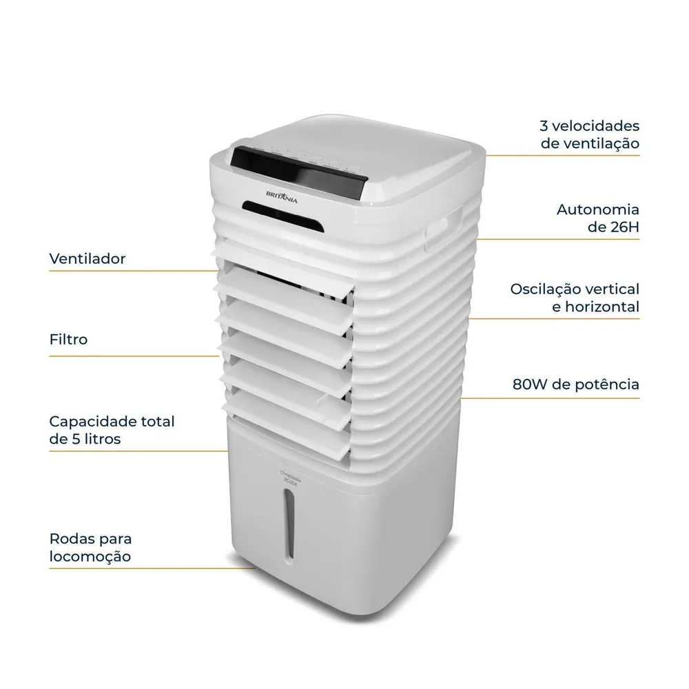 Climatizador de Ar Portátil Britânia BCL05A 4 em 1 5 Litros 80W 127V — foto 4