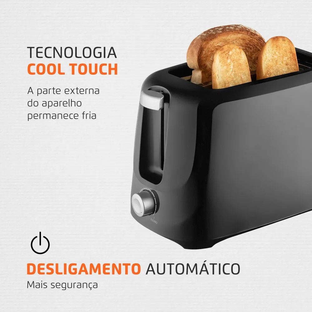 Torradeira Mondial Pratic T-18 700W 6 Níveis de Tostagem Preto/Prata 127V — foto 4