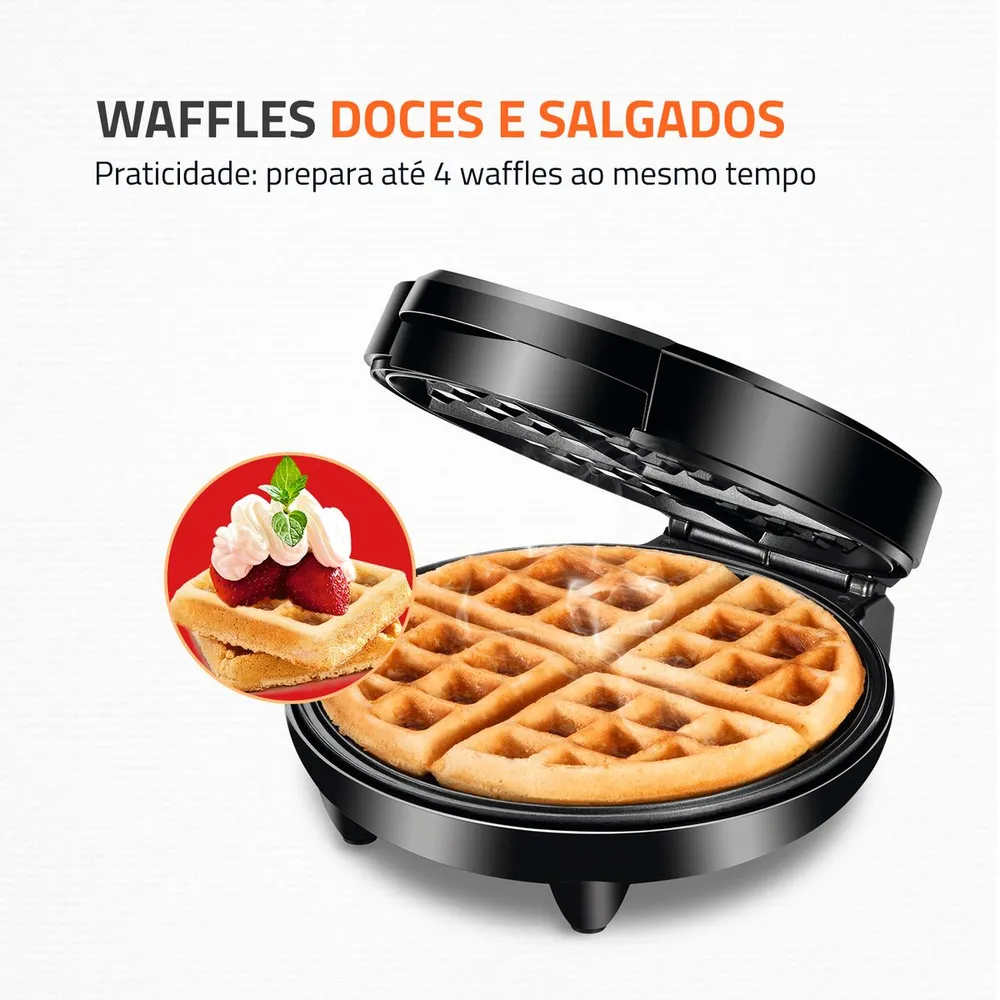 Máquina de Waffle Mondial Pratic Waffle GW-01 1200W Preto/Inox 220V — foto 2