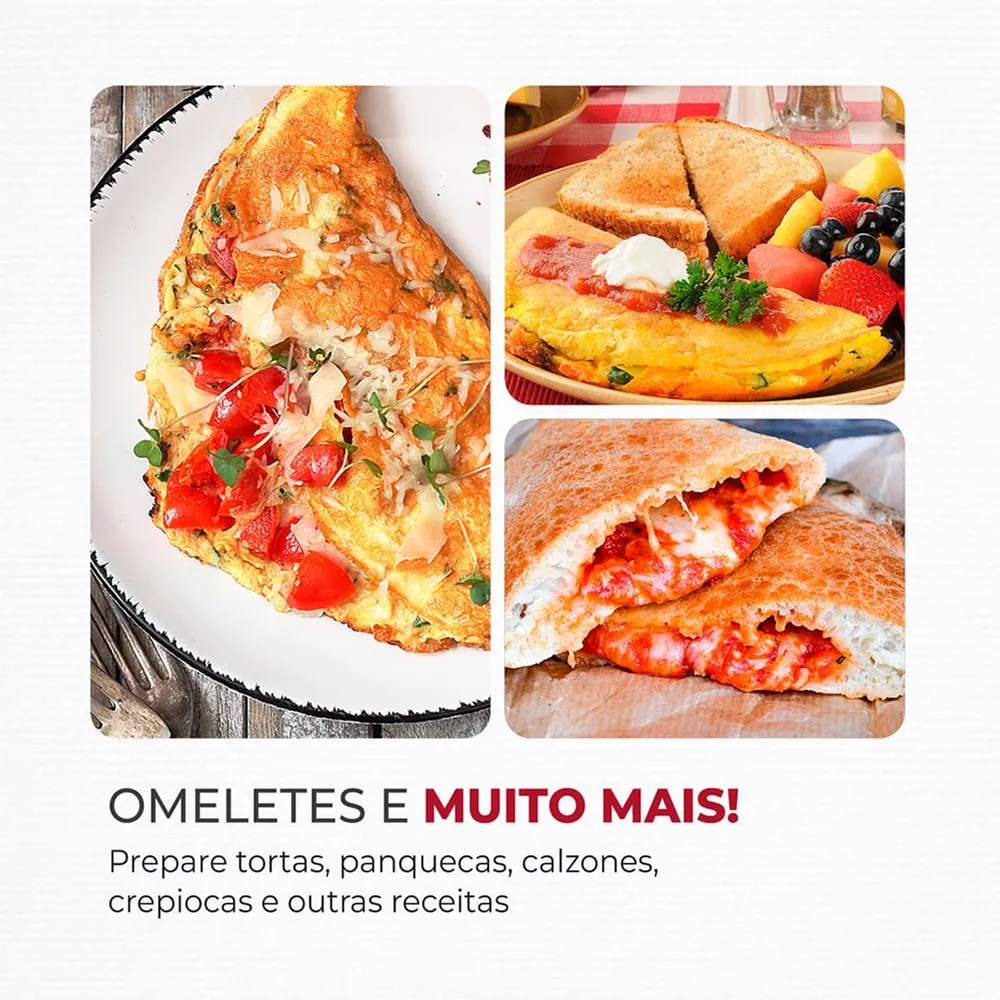 Omeleteira Elétrica Mondial Pratic Omelet II OM-04-RI 800W Vermelho/Inox 220V — foto 3