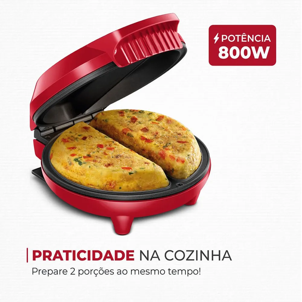 Omeleteira Elétrica Mondial Pratic Omelet II OM-04-RI 800W Vermelho/Inox 220V — foto 4