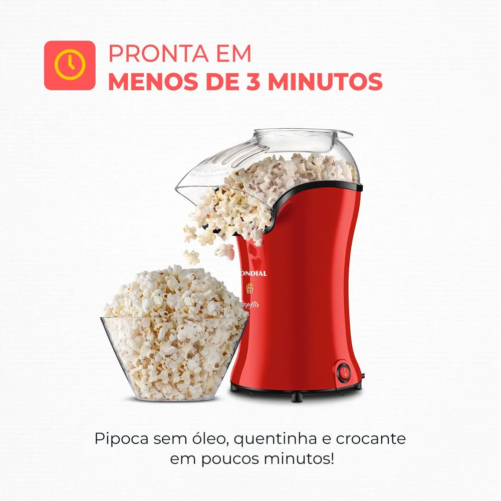 Pipoqueira Elétrica Sem Óleo Mondial Popflix PP-03 1200W Vermelho 220V — foto 2