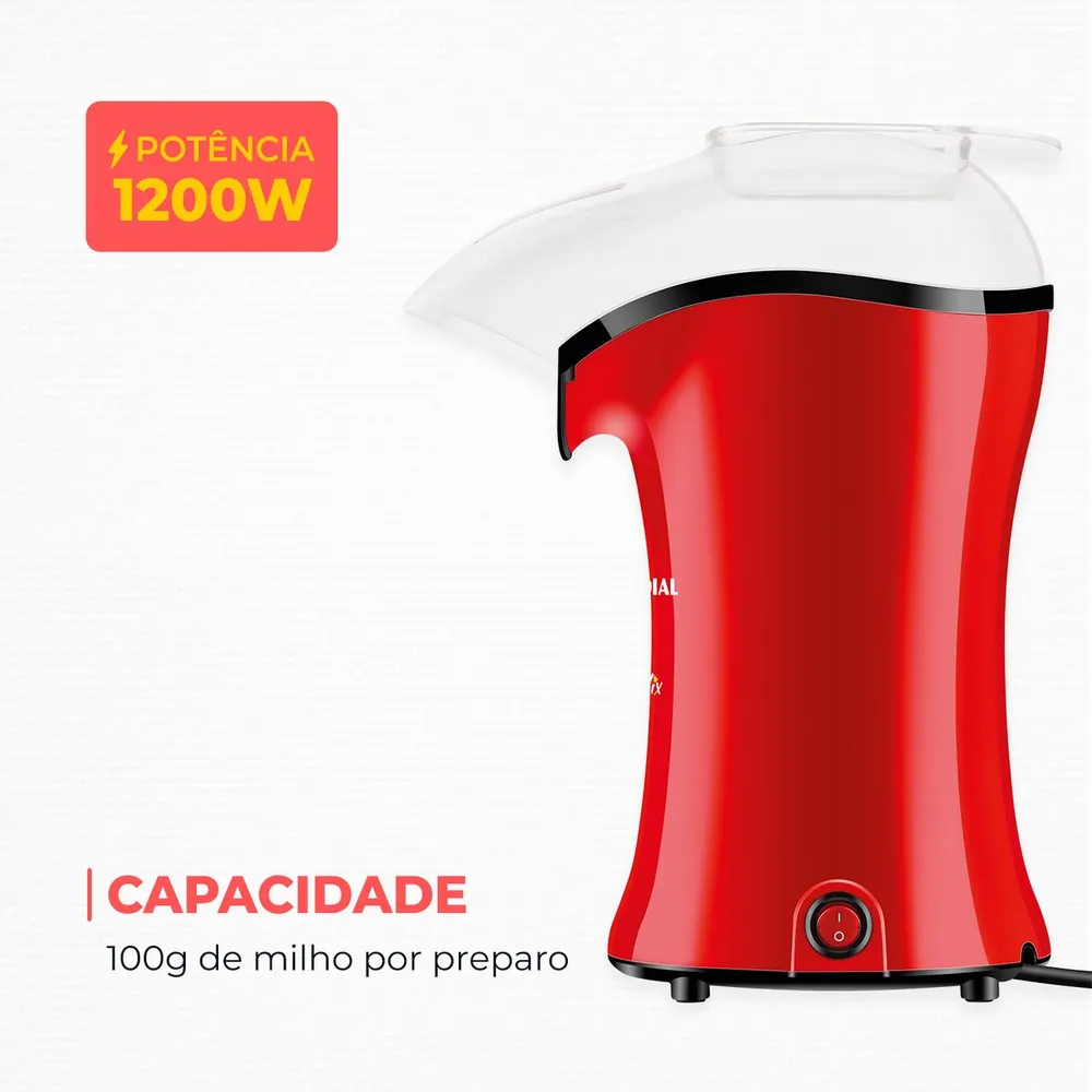 Pipoqueira Elétrica Sem Óleo Mondial Popflix PP-03 1200W Vermelho 127V — foto 4