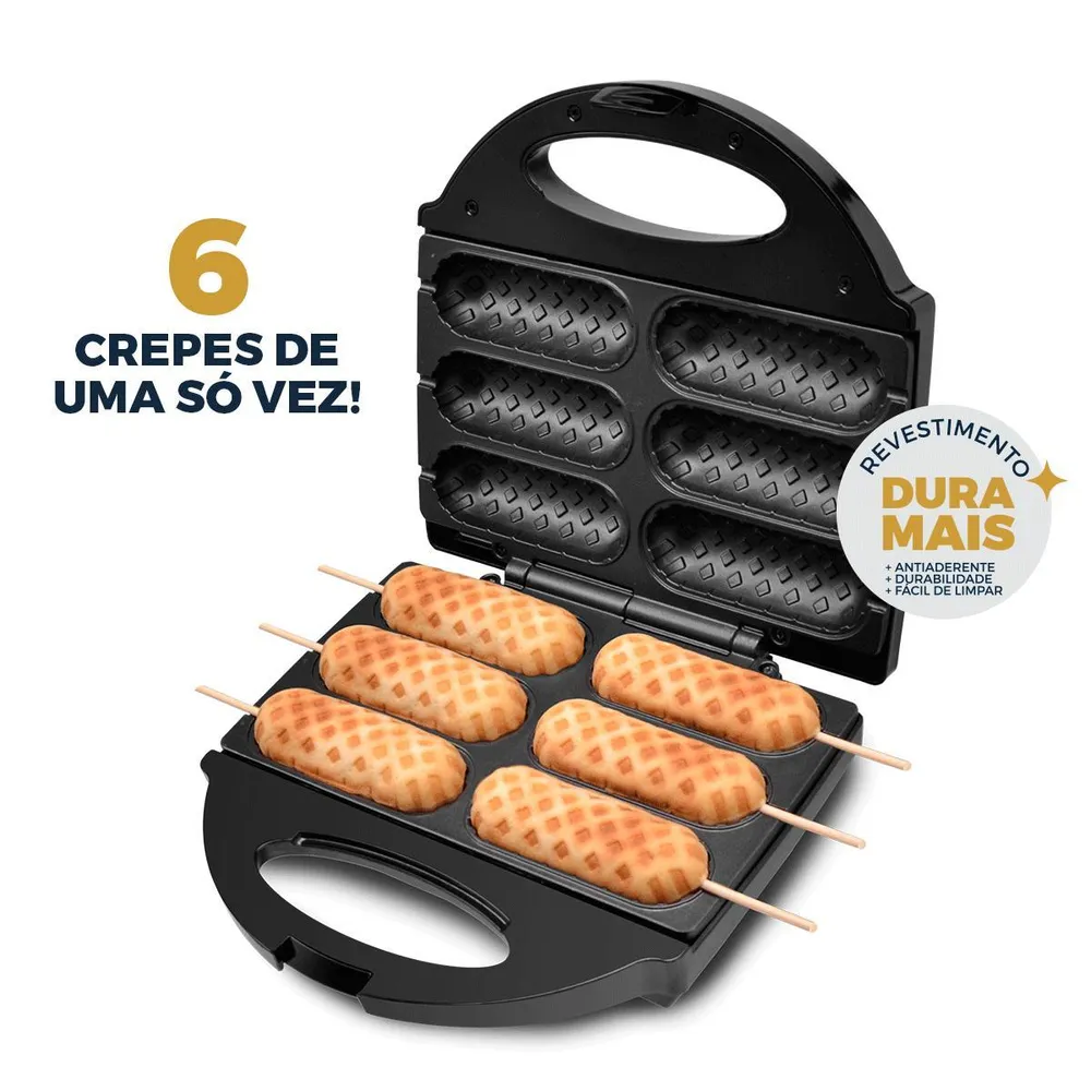 Crepeira Elétrica Britânia Six para 6 Crepes / Hot Dog Revestimento Antiaderente Preta 220V — foto 3