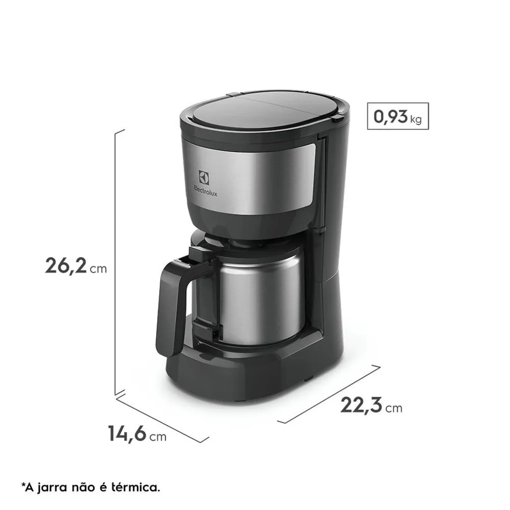 Cafeteira Elétrica Electrolux Efficient ECM12 15 Xícaras 600W Jarra de Aço Inox Corta-Pingos 127V — foto 2