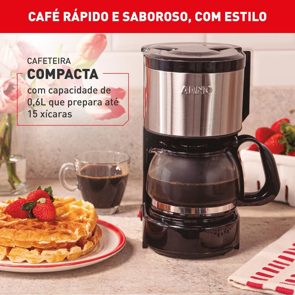 Cafeteira Elétrica de Filtro Arno Perfectta CFPI 600W 600ml Jarra de Vidro Preto/Inox 220V — foto 3