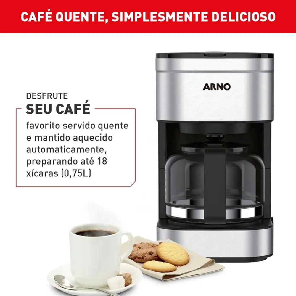 Cafeteira Elétrica de Filtro Arno Preferita CFPF 550W 750ml Jarra de Vidro Preto/Inox 110V — foto 3