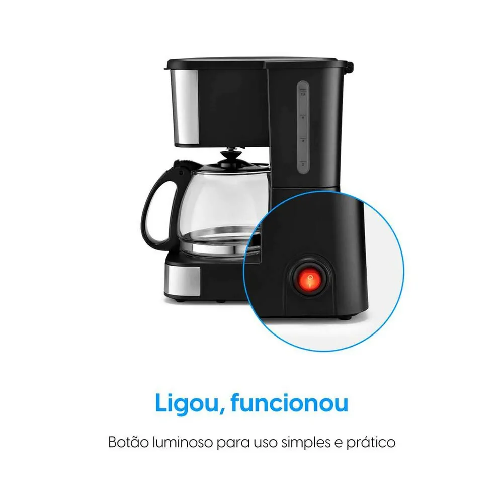 Cafeteira Elétrica Elgin Essential Coffe 600W 0,72L 19 Xícaras Jarra de Vidro Preta 110V — foto 3