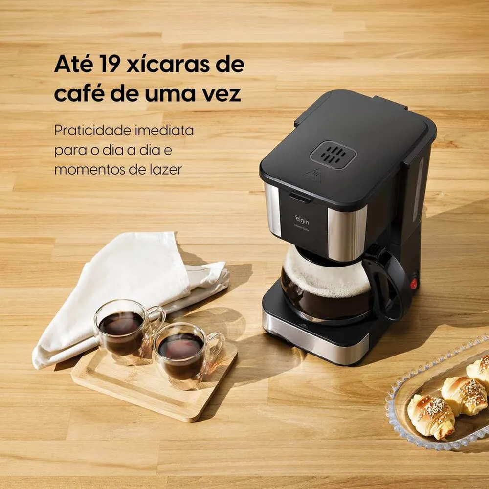 Cafeteira Elétrica Elgin Essential Coffe 600W 0,72L 19 Xícaras Jarra de Vidro Preta 110V — foto 4