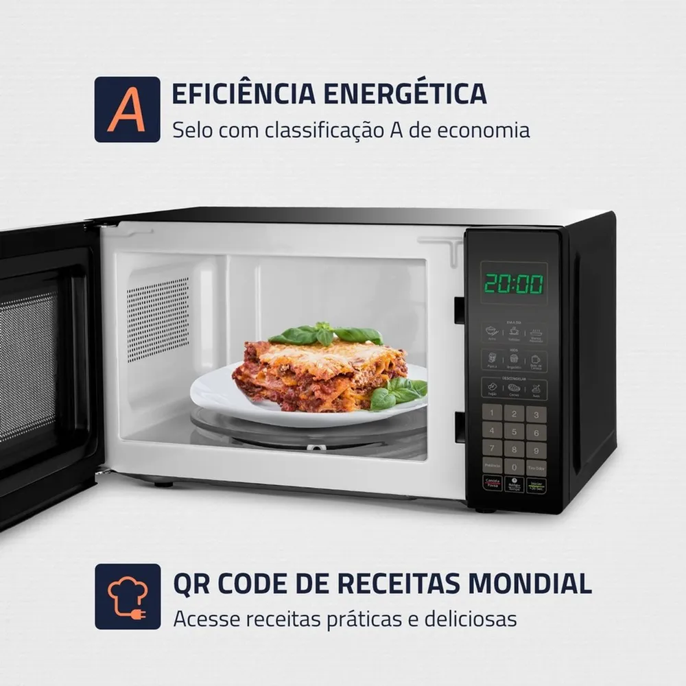 Micro-Ondas Mondial 21L Preto 1200W MO-01-21-B 127V — foto 4
