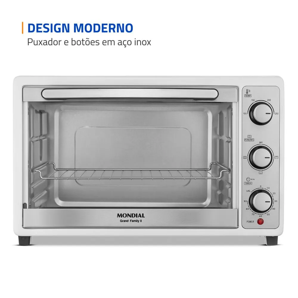 Forno Elétrico 52L Grand Family II Mondial Branco/Inox 1800W FRN-52-W 127V — foto 4