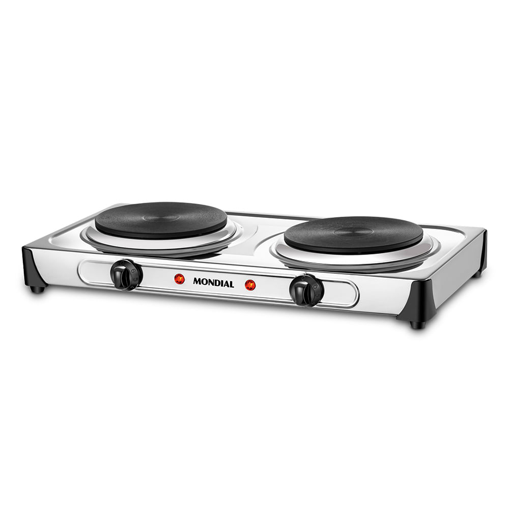 Fogão Elétrico Fast Cook Due Mondial Inox 2 Bocas 2000W FE-03 110V