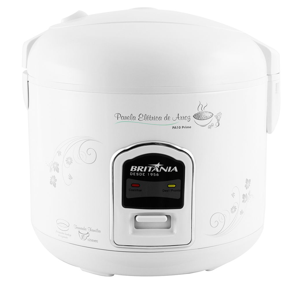 Panela de Arroz Elétrica Britânia 10 Xícaras 4L PA10 Prime Branca 220V