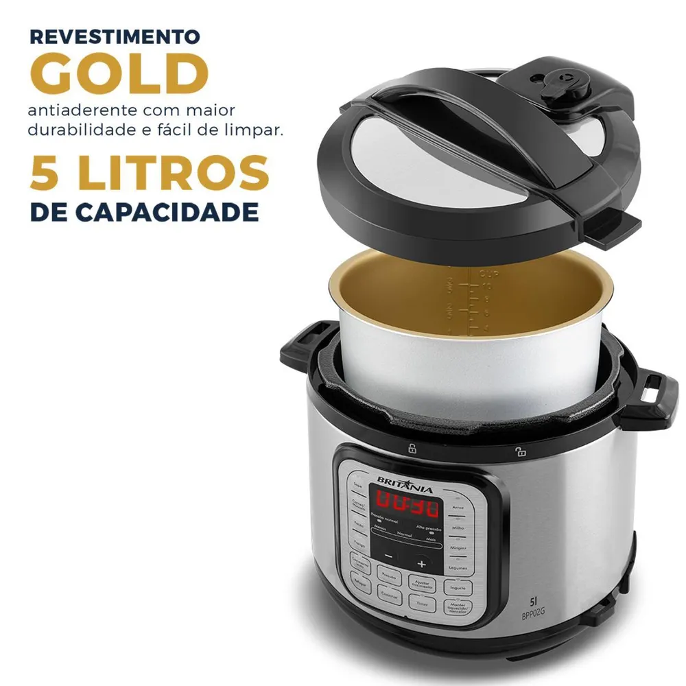 Panela de Pressão Elétrica Britânia BPP02G Gold 5L 900W 127V — foto 2
