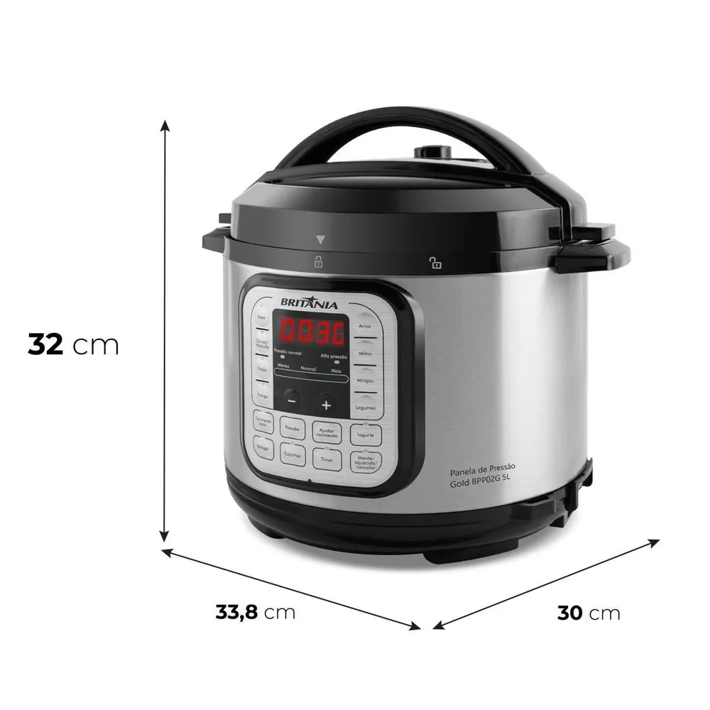 Panela de Pressão Elétrica Britânia BPP02G Gold 5L 900W 127V — foto 3