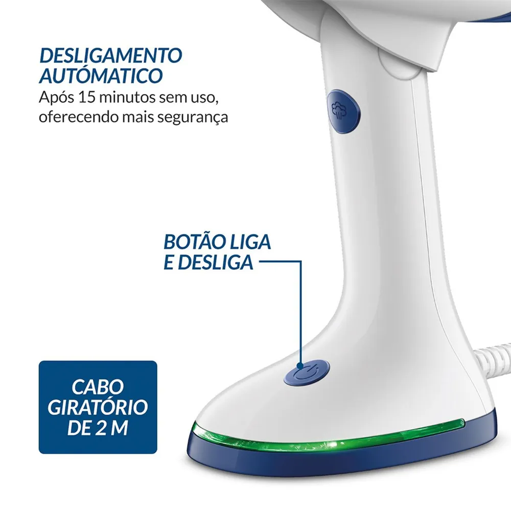 Passadeira a Vapor Dobrável Mondial VP-10-DB Branco/Azul Bivolt — foto 2