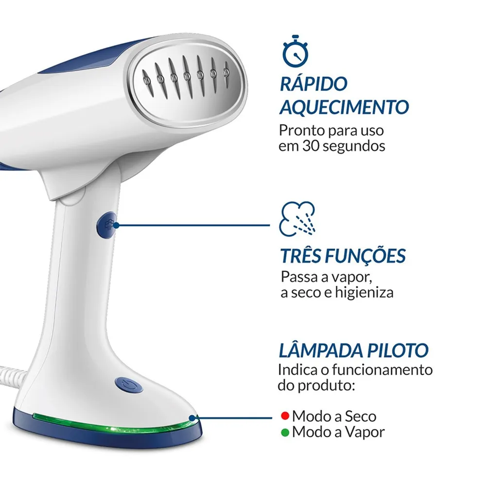 Passadeira a Vapor Dobrável Mondial VP-10-DB Branco/Azul Bivolt — foto 4