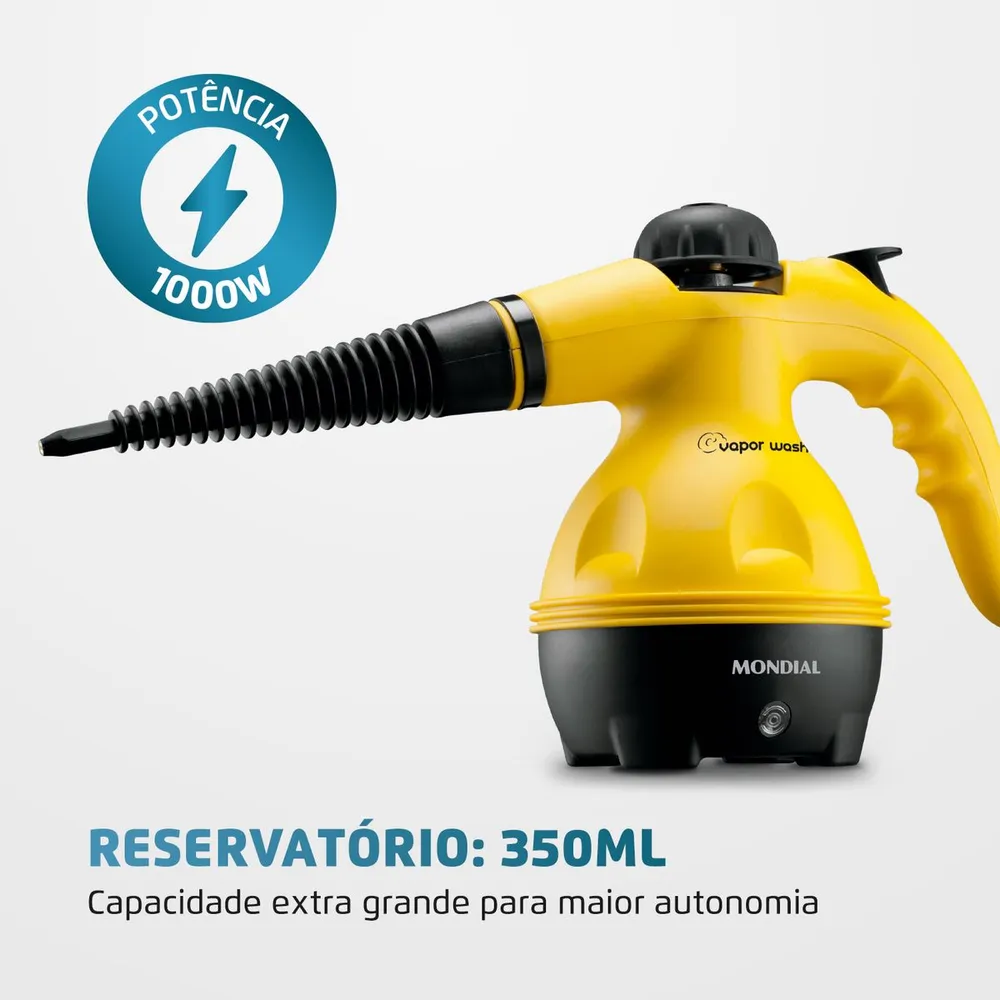 Higienizador a Vapor Mondial Vapor Wash HG-01 1000W Amarelo/Preto 127V — foto 2