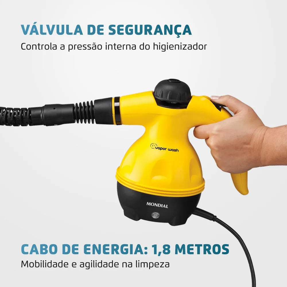 Higienizador a Vapor Mondial Vapor Wash HG-01 1000W Amarelo/Preto 127V — foto 4