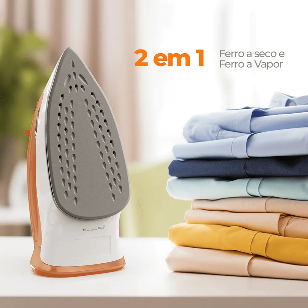 Ferro de Passar a Vapor Cadence 2 em 1 IRO210 1000W 220V Laranja — foto 3