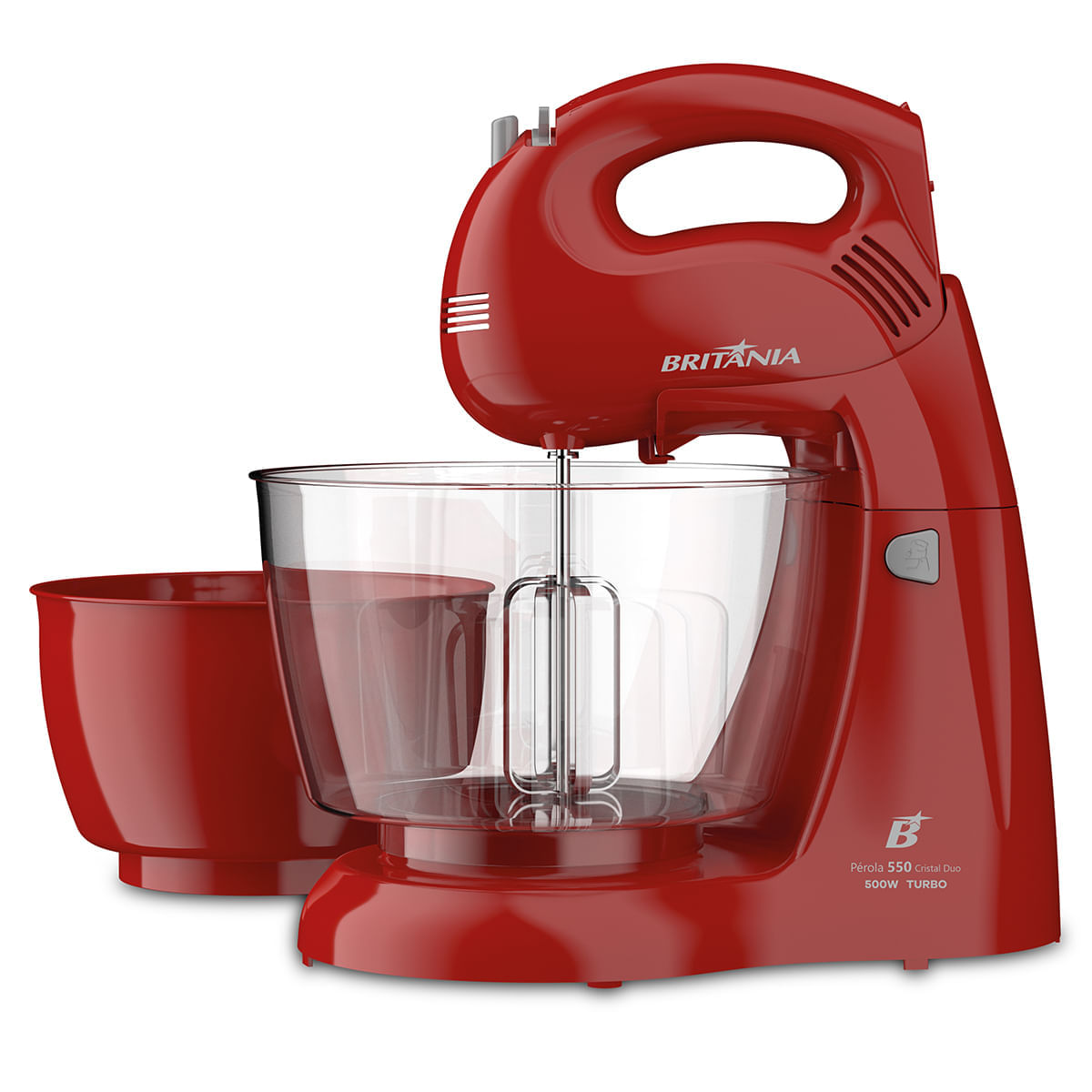 Batedeira Portátil Britânia Perola 550 Cristal Duo Turbo 500W 2 Tigelas Vermelha 127V