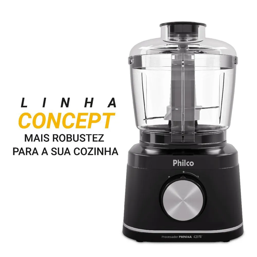 Processador de Alimentos Philco PMN04A 420W Jarra 500ml Função Pulsar Preto 127V — foto 2