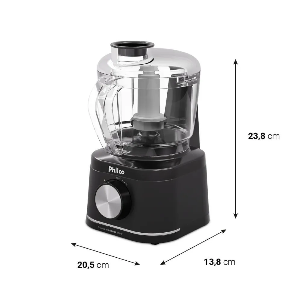 Processador de Alimentos Philco PMN04A 420W Jarra 500ml Função Pulsar Preto 127V — foto 4