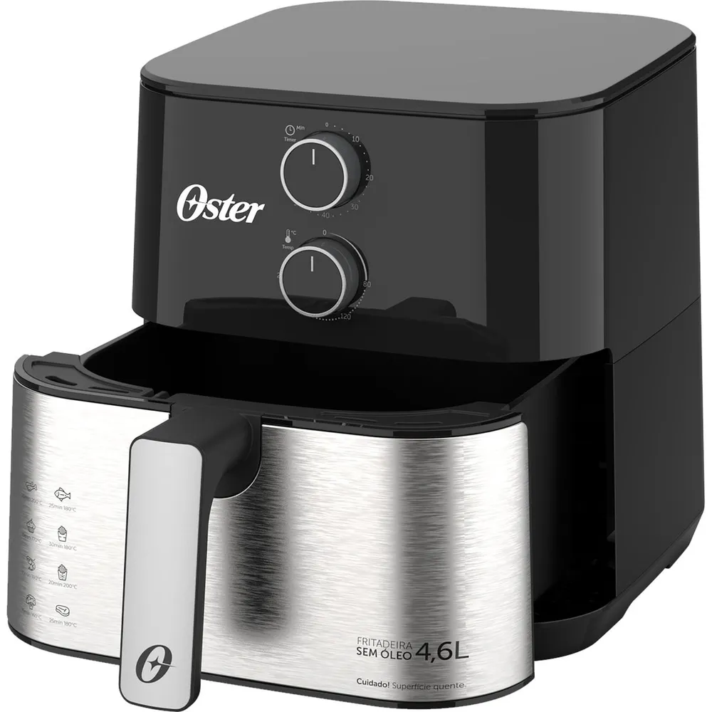 Air Fryer Oster Compact OFRT520 4,6L 1500W Preto/Inox 220V — foto 2