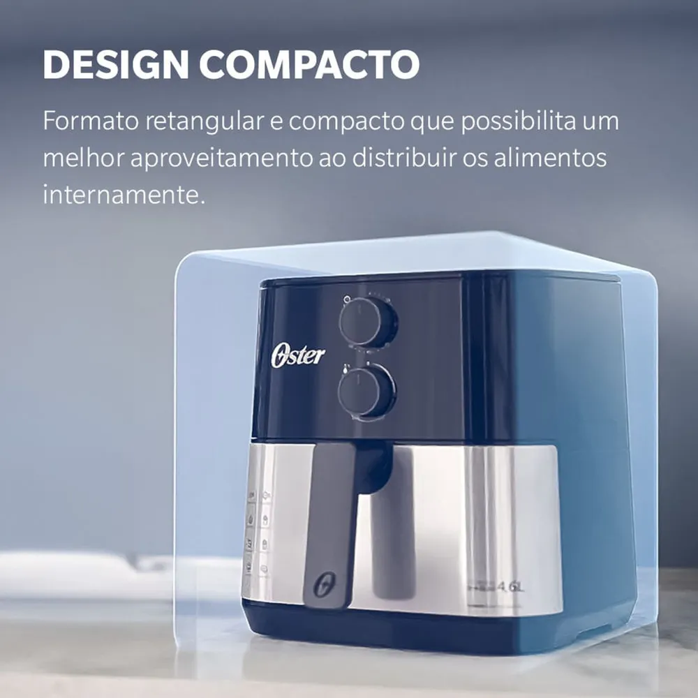 Air Fryer Oster Compact OFRT520 4,6L 1500W Preto/Inox 220V — foto 3