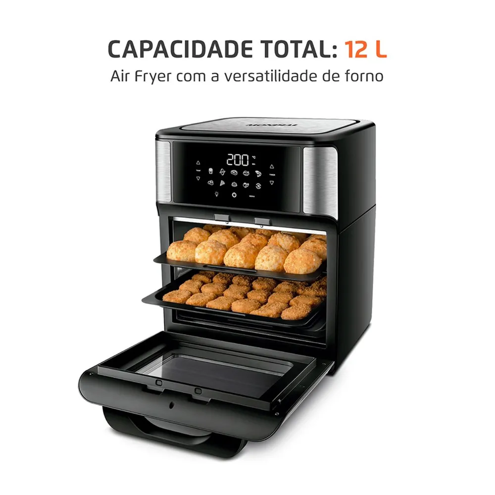 Air Fryer Forno Oven Mondial AFON-12L-BI 12 Litros 2000W Preto/Inox 110V — foto 2